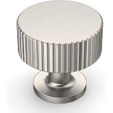 Amerdeco 10 Pack Brushed Satin Nickel Cabinet Knobs | Single Hole Cabinet Pulls, Drawer Knobs and Pulls for Bathroom Cabinets ZH0071