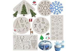 Sijiangmold Christmas Silicone Molds Snowflake Molds Mini Xmas Fondant Chocolate Candy Cake Molds Christmas Tree Deer Elk Frozen Party Mold For Cake Decorating Cupcake Topper Gum Paste Set Of 6