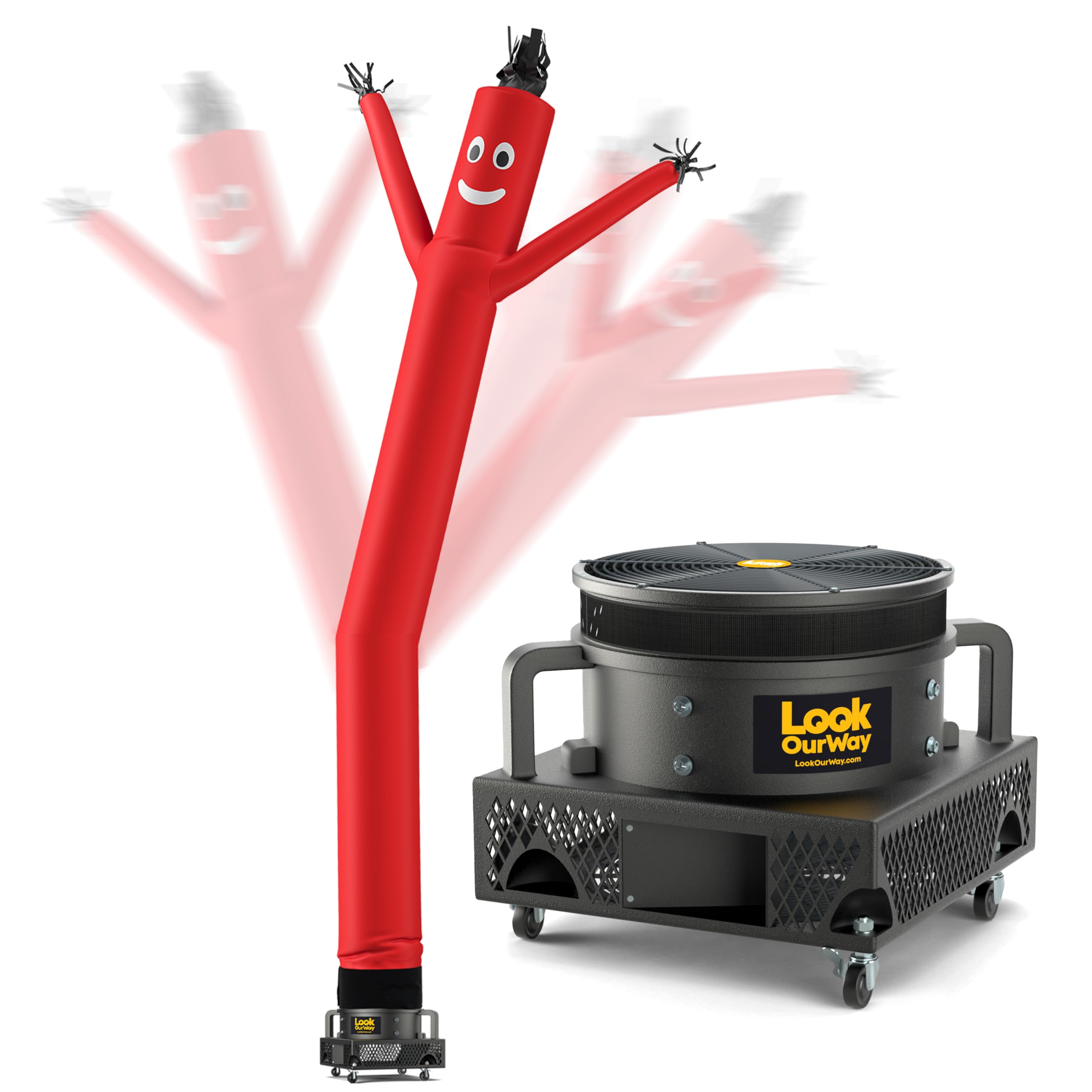 LookOurWay Air Dancers Wacky Waving Inflatable Tube Man Set - 20 Feet Tall Inflatable Dancing Man with Blower for Business Advertising - Red Image