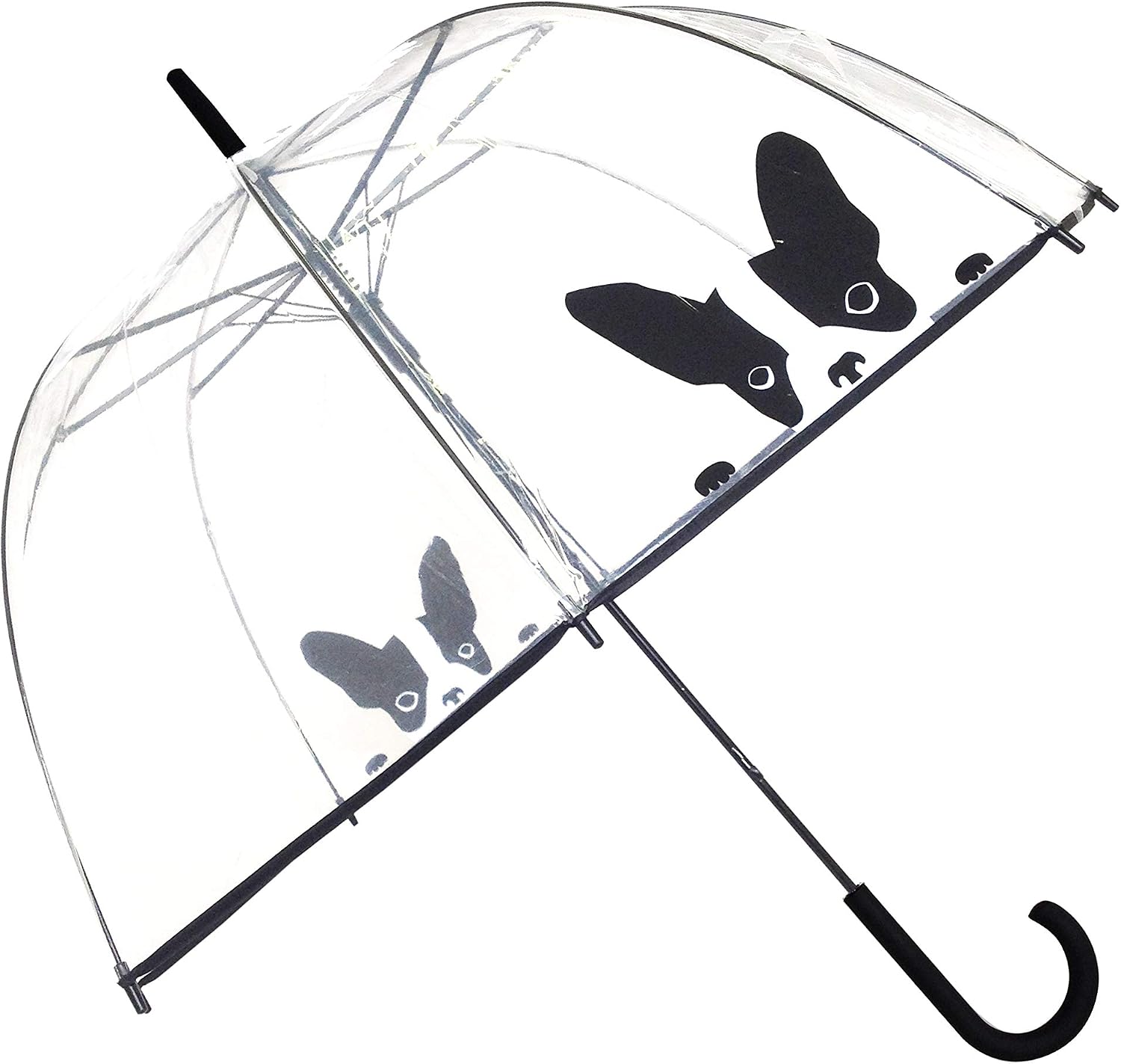 SMATI Long Transparent Umbrella, Birdcage Shape, Automatic Opening, Diameter 85cm, Dog Design, Dome Shape Umbrella