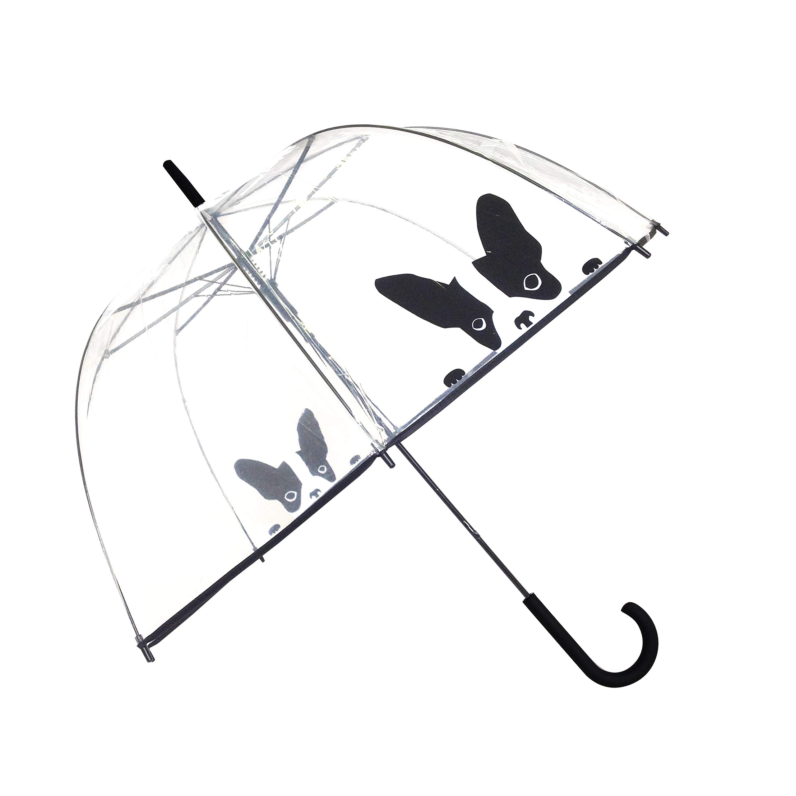 SMATI Long Transparent Umbrella, Birdcage Shape, Automatic Opening, Diameter 85cm, Dog Design, Dome Shape Umbrella