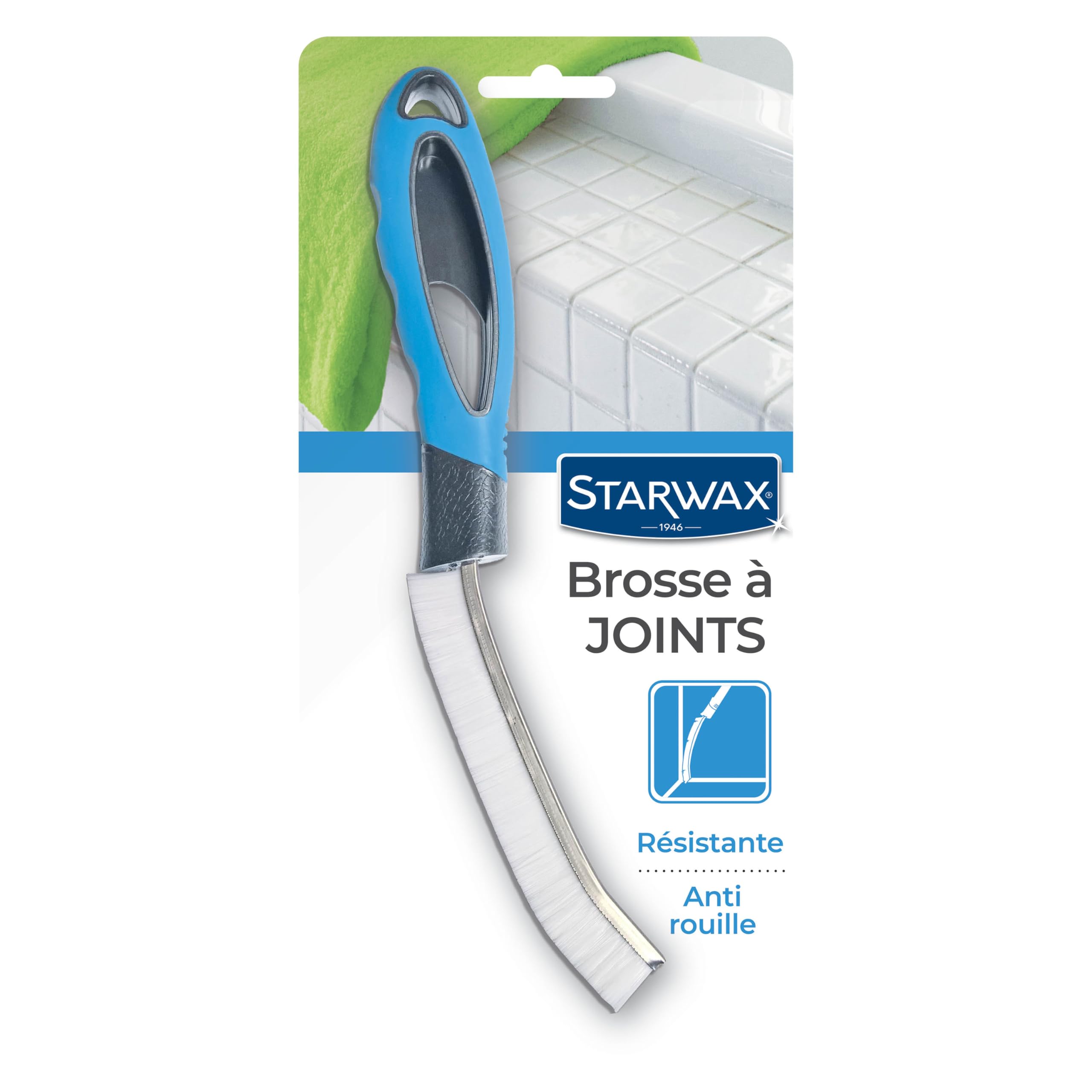 STARWAX Joint Cleaning Brush - Narrow Head Ideal for Scouring Tile Joints, Corners and Angles - Ergonomic Handle - Anti-Rust