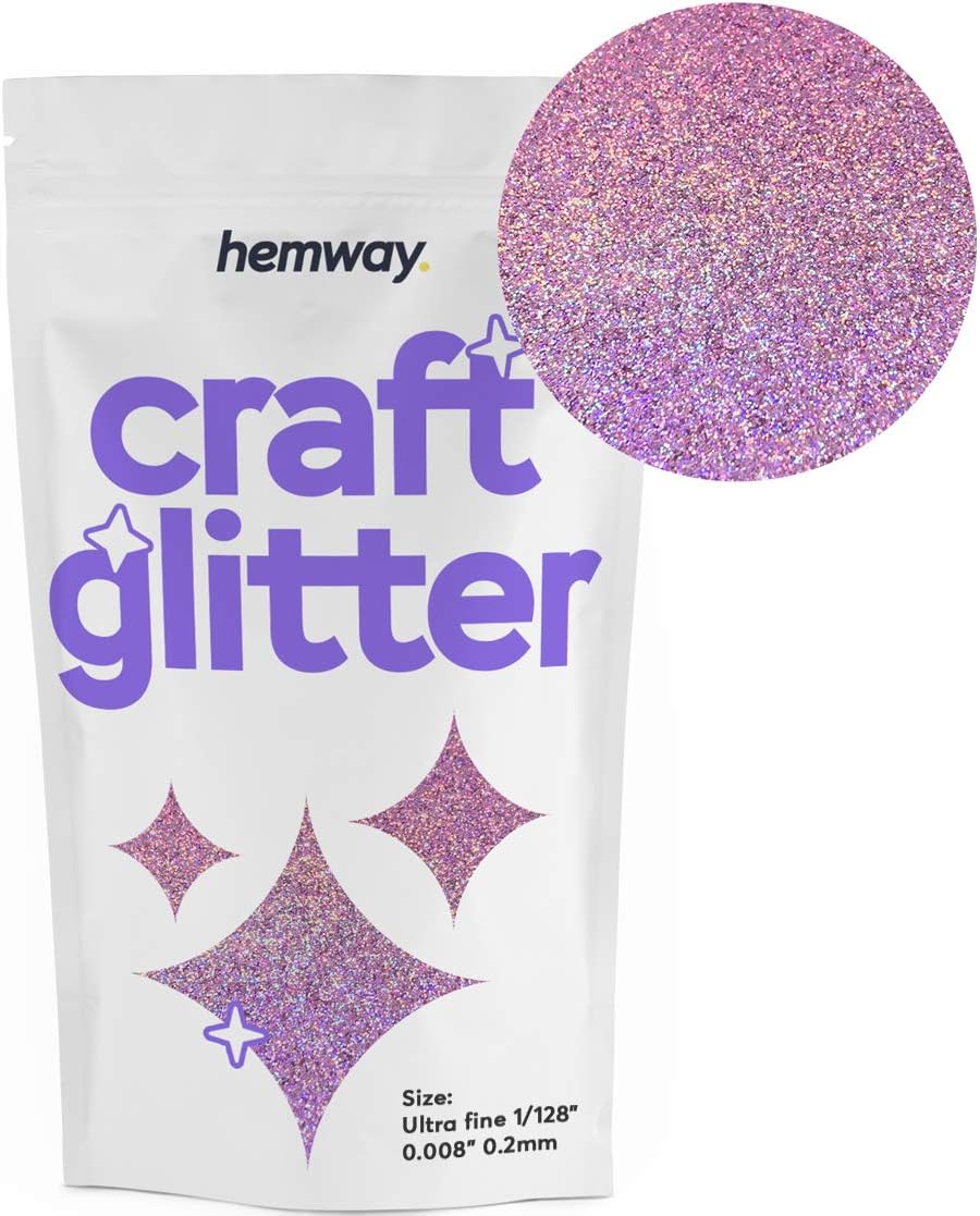 Hemway Craft Glitter 100g 3.5oz Ultra Fine/Extra Fine 1/128" .008" 0.2MM (Pink Holographic)