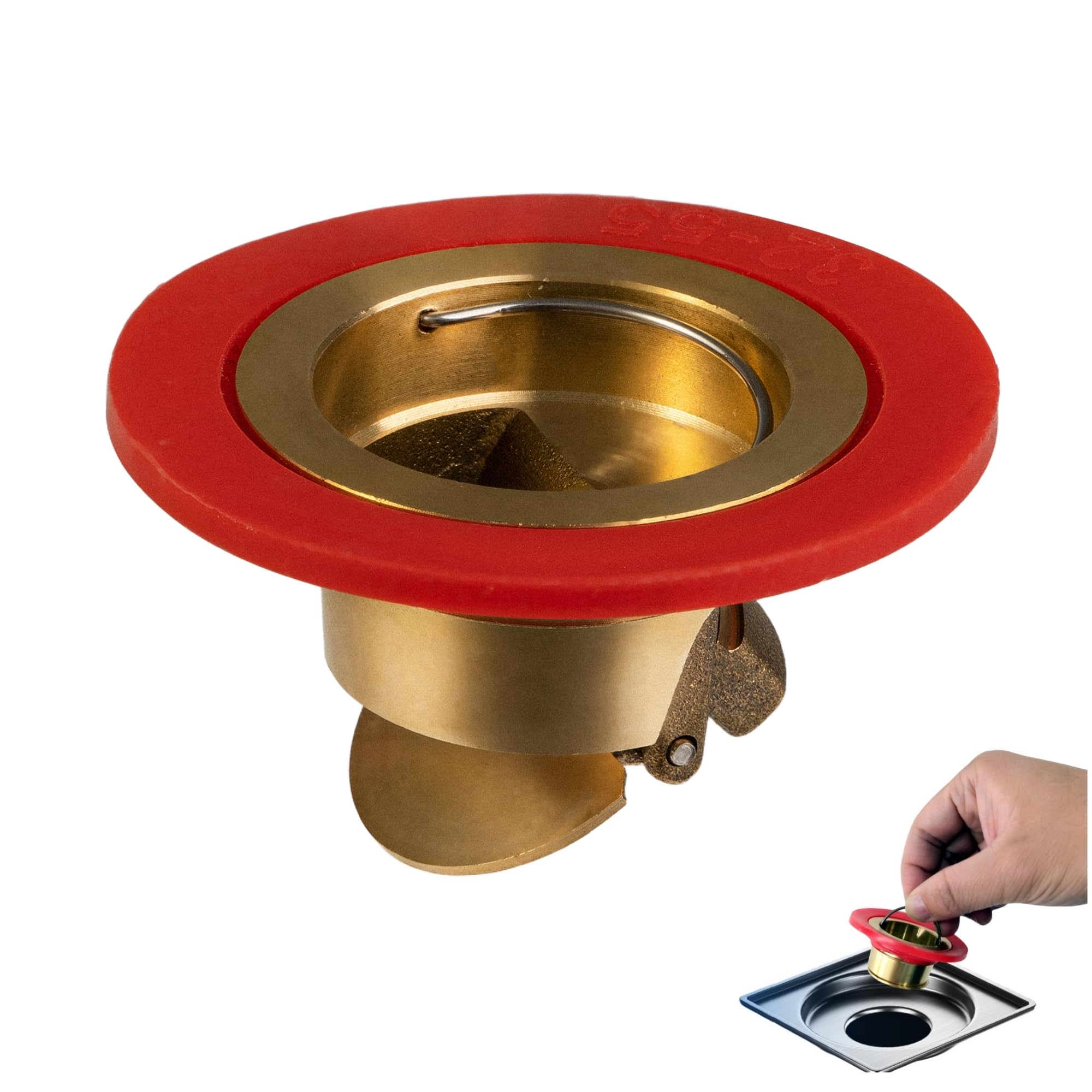 Photo 1 of COLDDD Downspout Universal Brass Floor Drain core, Shower Floor Drain backflow Preventer, Suitable for 1.4''-2.0'' Caliber (1, Brass)