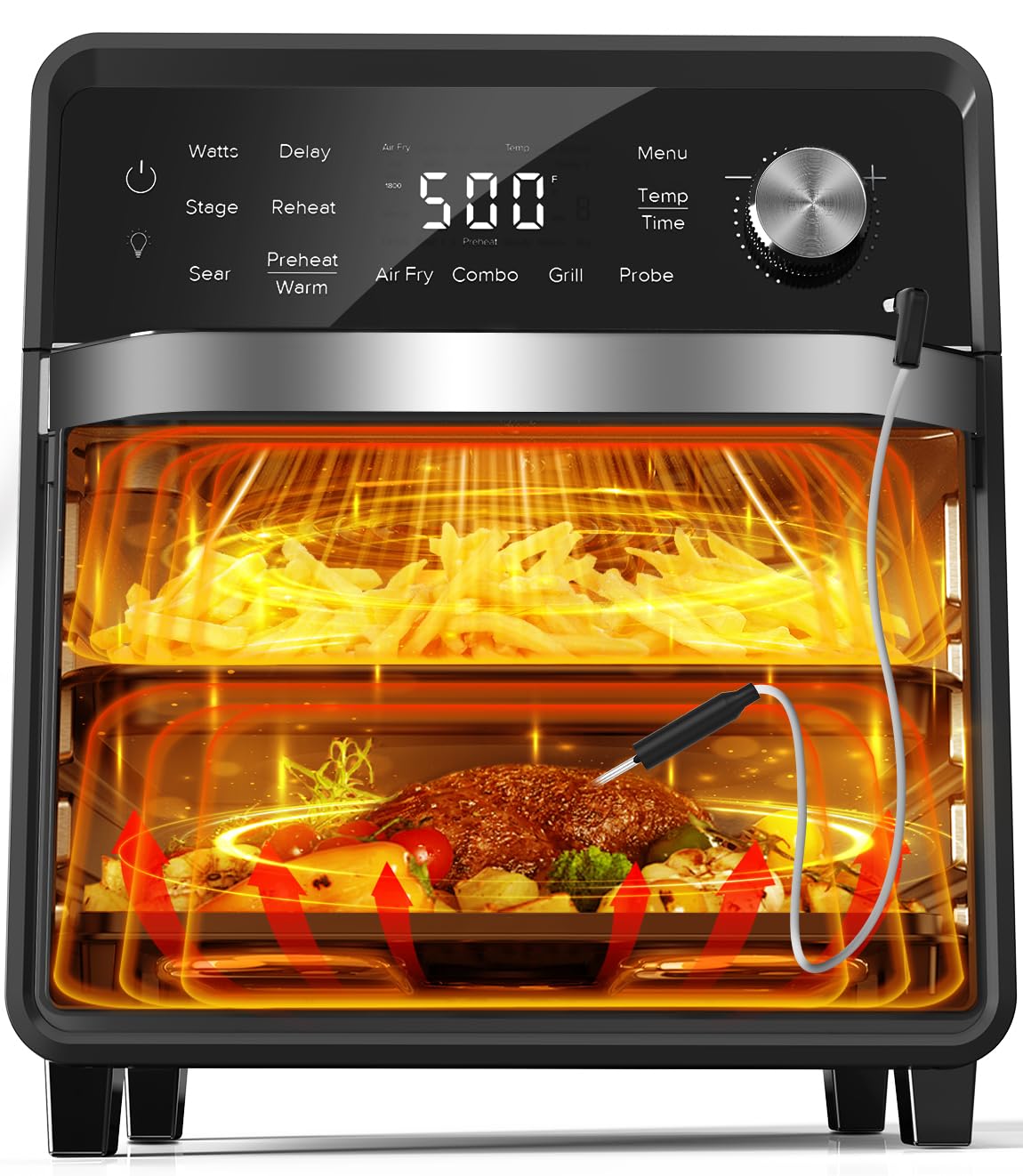 Photo 1 of **FACEPLATE DETACHED**Nuwave Plug-In Grill Air Fryer Oven Combo w/Sheath Heaters, Authentic Char Flavor, 2024 New Convection System, 2X More Even, 100 Presets, Smarter Probe, 50-550°F, Stainless Steel