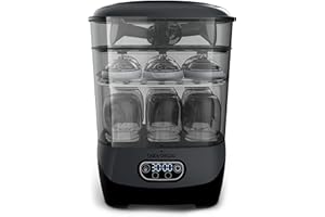 Baby Brezza Bottle Sterilizer and Dryer Advanced – 33% Faster - Largest Capacity Steam Sanitizer - Universal Sterilization Machine for All Bottles + Pump Parts - HEPA Air Filter, Charcoal