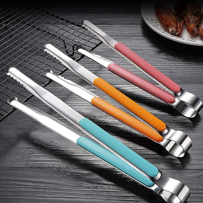 TXIN 3 Sizes BBQ Tongs Professional Grilling Tongs Stainless Steel