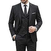 MY'S Men's Slim Fit 3 Pieces Suit, Two Buttons Solid Jacket Pants Set with Tie for Wedding Party Business Prom