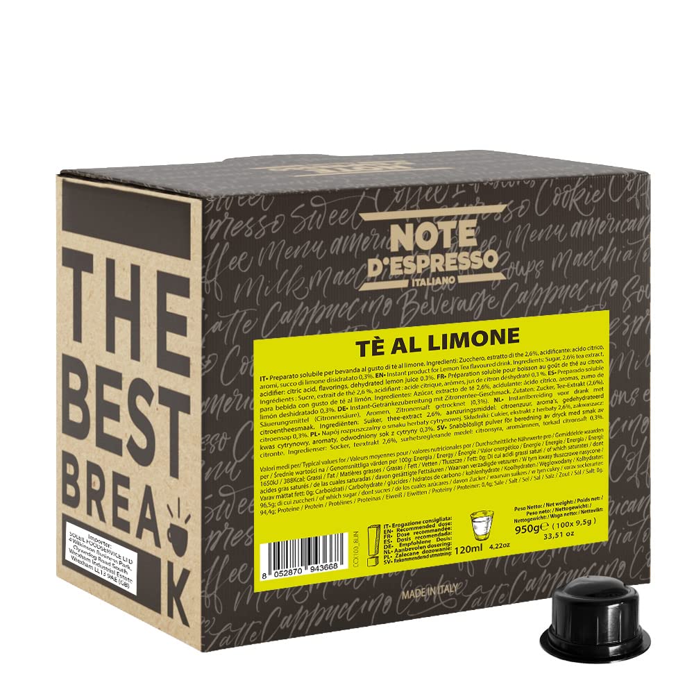 Note D'Espresso - Lemon Tea - Instant soluble prouduct - Coffee Pods for CAFFITALY Machines - 100 caps