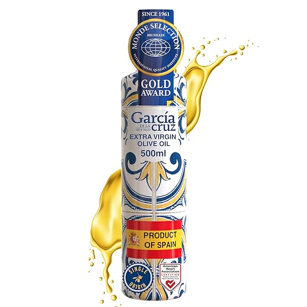 GARCÍA DE LA CRUZ – ORGANIC EXTRA VIRGIN OLIVE OIL, MASTER MILLER PREMIUM OIL, ALMOND AND TOMATO TONES, SMOOTH BODY, SOURCED IN SPAIN, MONTES DE TOLEDO, GLASS BOTTLE – 500 ML
