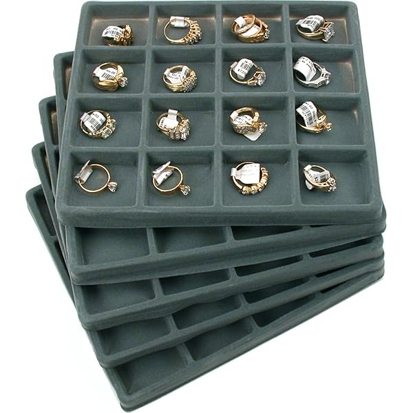 5 Grey 16 Slot 1 2 Size Jewellery Display Tray Inserts New Trays