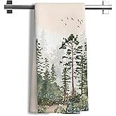 Nipil Mountain Forest Green Kitchen Towels,Forest Bathroom Decorative Hand Towels,Farmhouse Kitchen Decor, 16x24 Inch