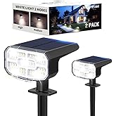 JEJOT Solar Lights Outdoor Waterproof IP65, Super Bright LED, 6500K 2 Lighting Modes, Solar Powered Yard Garden Solar Spot Lights for Outside Landscape Auto On/Off -2 Pack