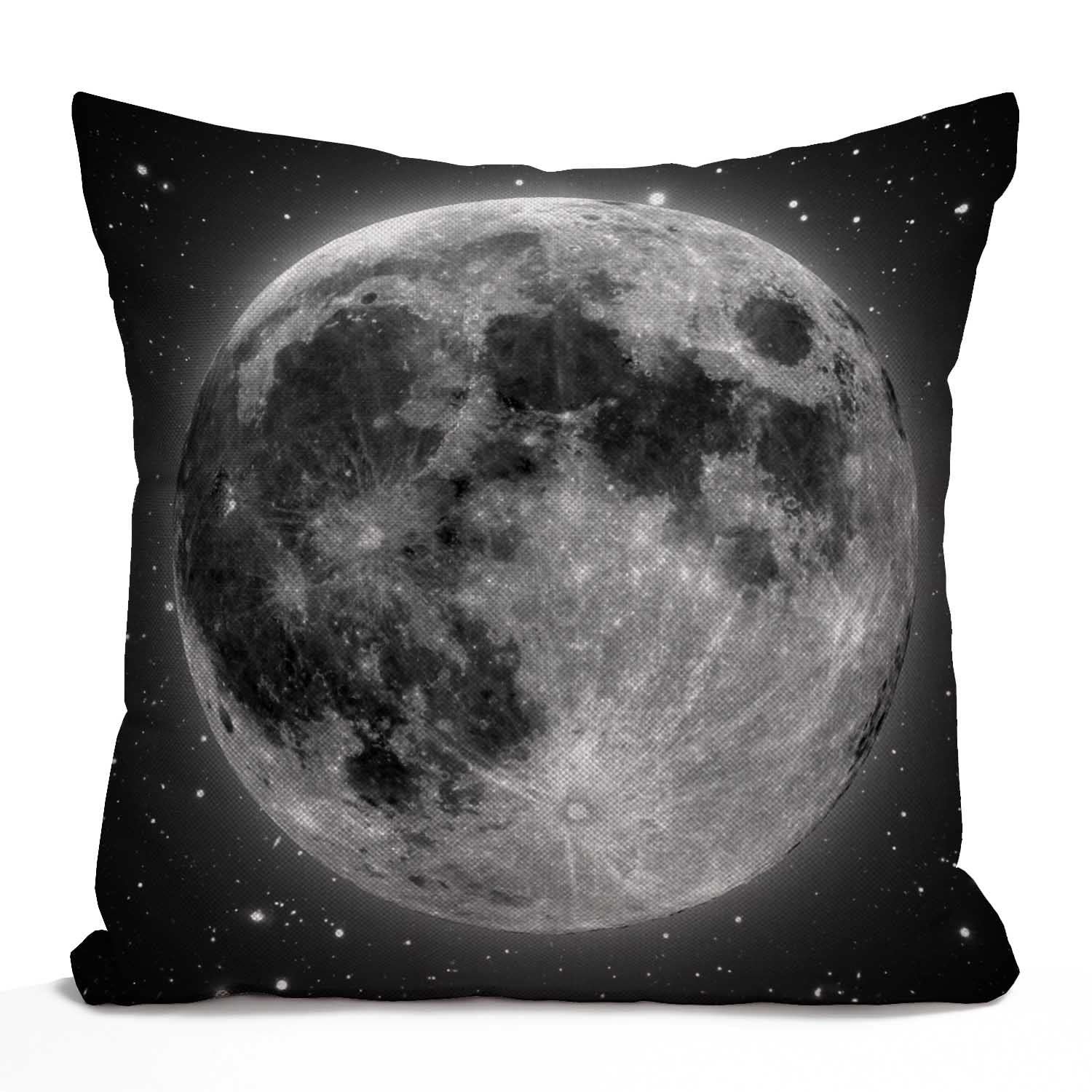 Tomda Full Moon with Stars Decorative Cotton Linen Throw Waist Cushion Cover Pillow Case Grey Golden Pillowcase 45x45cm 18x18 Inch