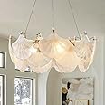 CATINER 8-Light Modern Gold Ginkgo Glass Chandelier - 24' Hammered Glass Vintage Light Fixture for Living Room, Dining Room, Bedroom & High Ceiling Foyer