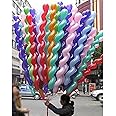 AnnoDeel 100Pcs 40inch Latex Spiral Balloons, Colorful Unique Twisted Latex Balloon for Birthday Wedding Festival Party Supply Decorations Random Color