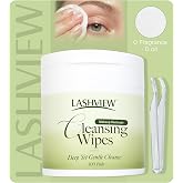 Makeup Remover Wipes for Face &amp; Eyes, Gentle Eye Makeup Remover Pads | LASHVIEW Micellar Cleansing Wipes for Waterproof Makeup, Oil-Free &amp; Biodegradable, Sensitive Skin Safe, 100pcs with Tweezers