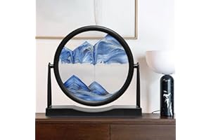 BringLED Dynamic 3D Moving Sand Art | with Easy-Flip Stand - Liquid Motion Sandscapes - Quicksand (Flow Sand) Painting - Relaxing Desktop Decor for Home and Office (8" - Blue Sand)