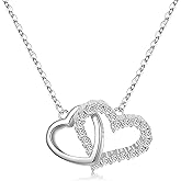 ROISE LADY 18K Gold Plated S925 Sterling Silver Heart Necklace Elegant Romantic Jewelry Birthday Gift for Women