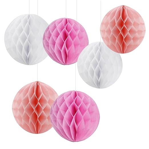 title=Decorative Palle di Carta Velina a Nido D'Ape, 15cm e 20cm Appeso Sfere di Carta