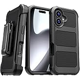 Designed for iPhone 17 Case with Belt Clip Holster, Slim Cover Phone Case for iPhone 17 - Black