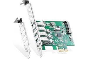 Binardat PCIE to 4 Ports USB 3.0 Expansion Card, Self-Powered, Low Profile Bracket, USB3 Hub Controller Adapter for Windows 1
