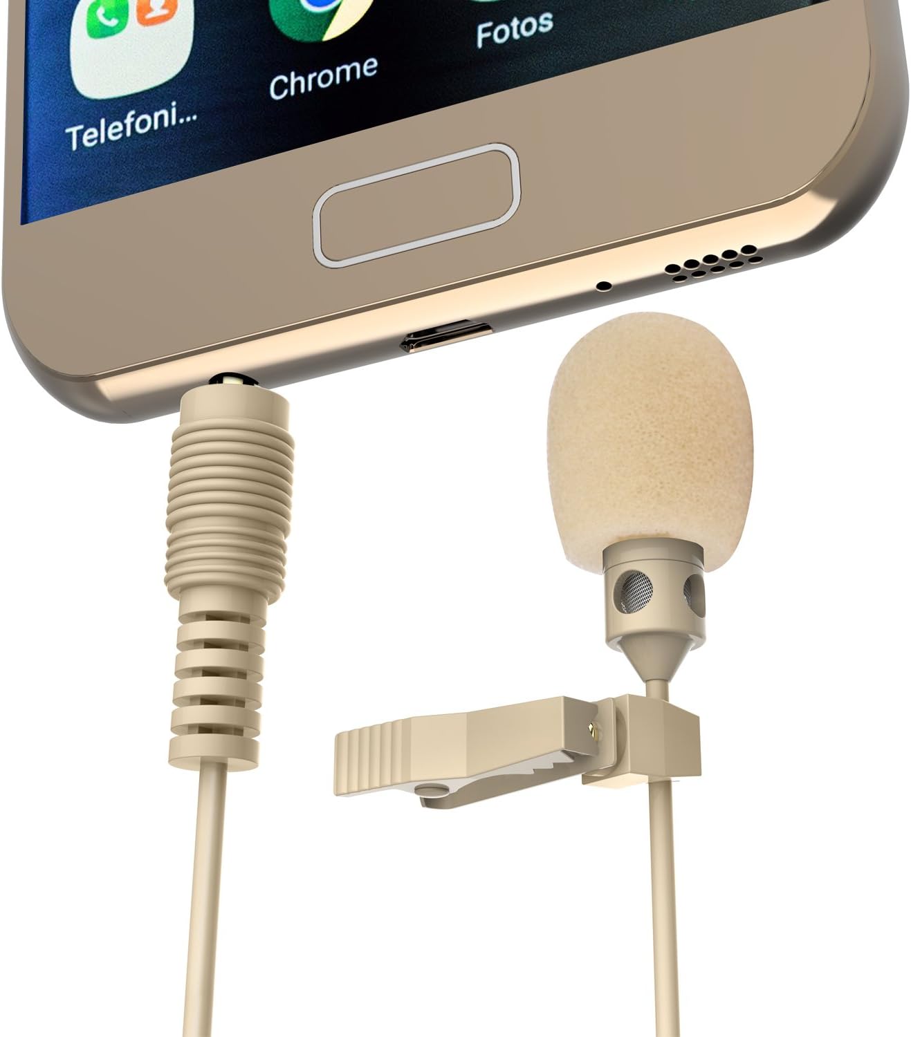 FanRos Professional Lavalier Clip-on Condenser Recording Microphone - Beige