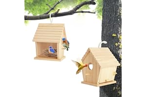 YUEPET Transparent Bird Houses for Outside Clearance Outdoor Bird Houses with Lanyard and Screws, Hanging Outside Bluebird Houses for Wild Bird Wren Bluebird Cardinal Hummingbird Finch