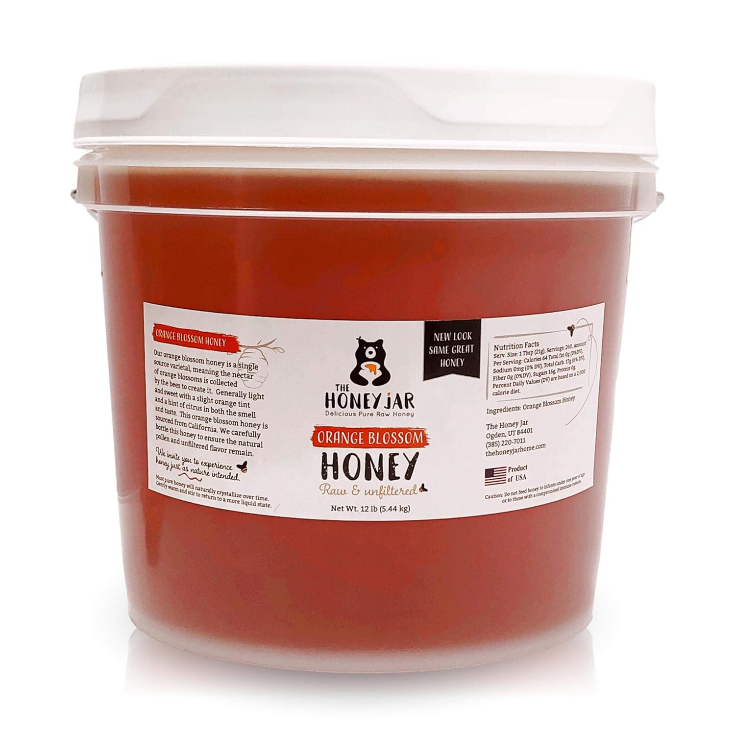 The Honey Jar 1 Gallon (12lbs) Pure Raw Orange Blossom