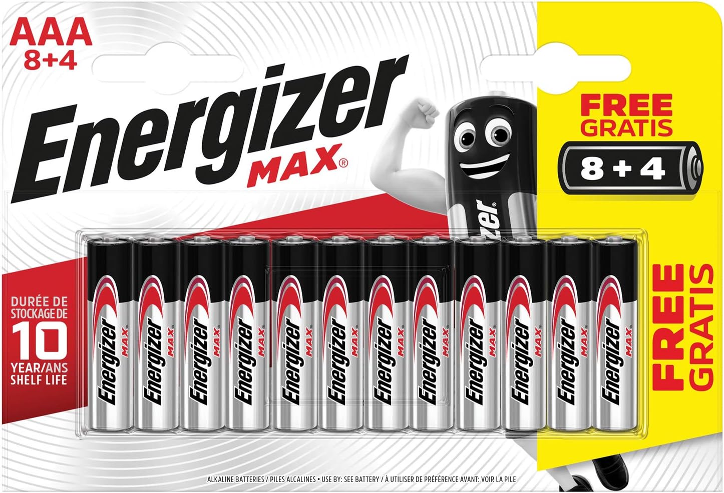 Energizer Max Long-Lasting Alkaline Power, 12 Count (Pack of 1)