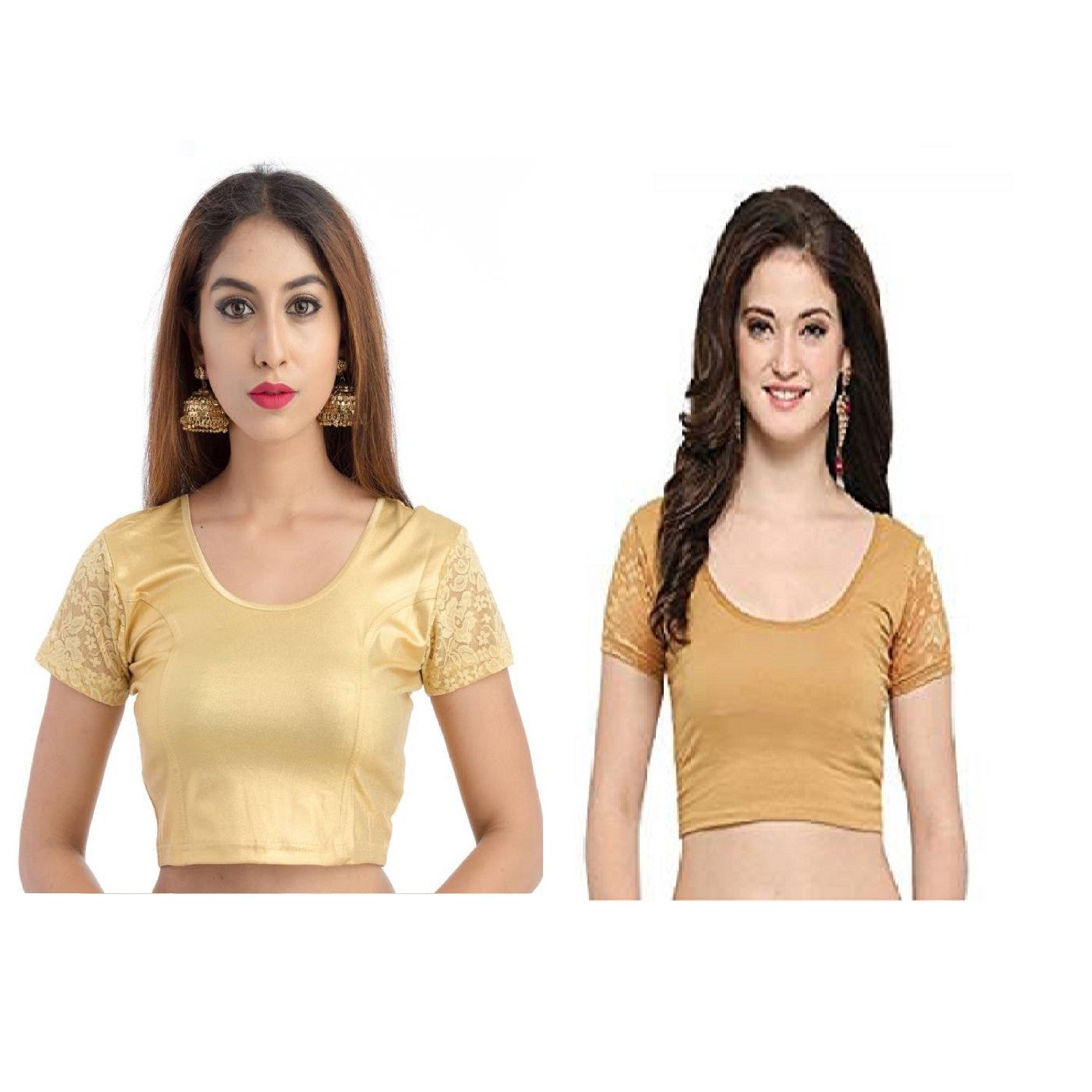 fressia fabrics women's lycra saree blouse (master100combo(gold_xxx))