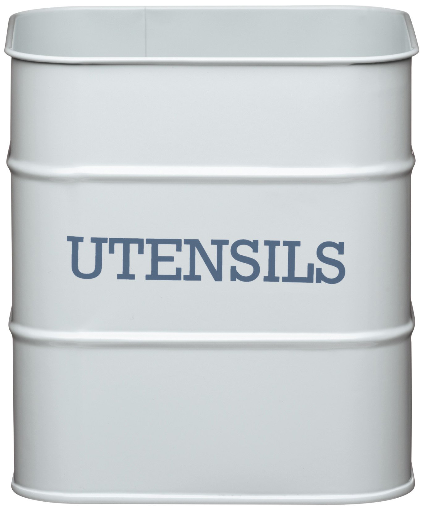 KitchenCraft Living Nostalgia Metal Kitchen Utensil Holder, Kitchen Storage Container Pot for Wooden Spoons, Cutlery and Cooking/Baking Tools, 15 x 16 cm - French Grey