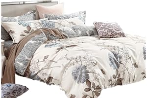 Swanson Beddings Daisy Silhouette Reversible Floral Print 3-Piece 100% Cotton Bedding Set: Duvet Cover and Two Pillow Shams (California King)