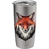 Majestic Fox Watercolor Forest Landscape Nature Fox Lover Stainless Steel Insulated Tumbler