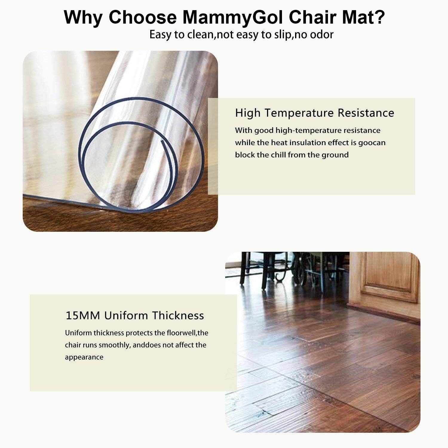 Office Chair Mat for Hard Wood Floors 36"x47" Heavy Duty Floor Protector Easy Clean: Home Improvement