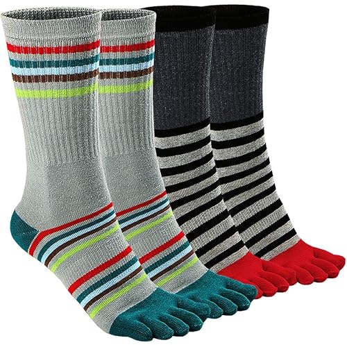 Mens Toe Socks Cotton Athletic Running Ankle Five Finger Crew Socks