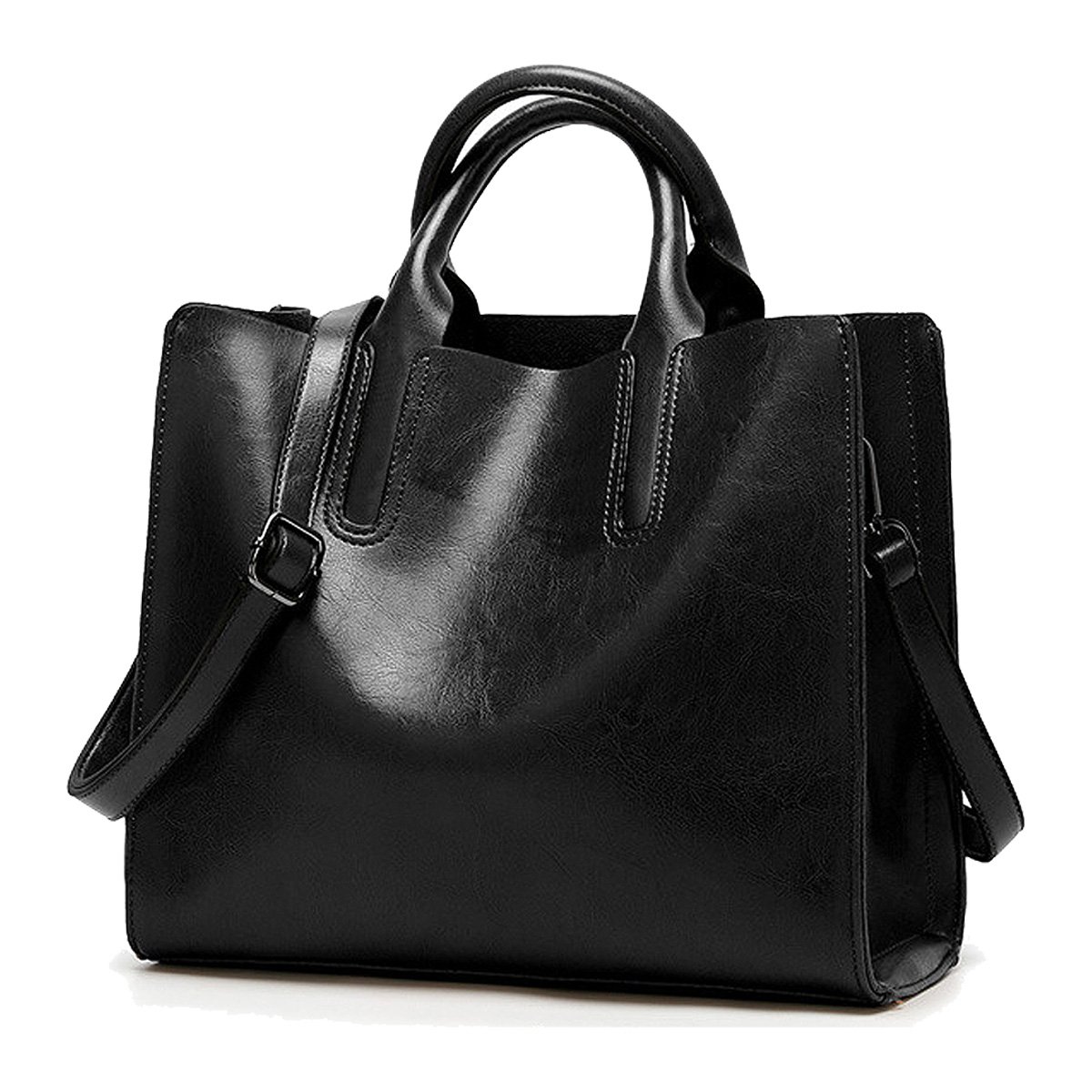 Coolives Women's Tote Bag with Handle in PU Leather Black