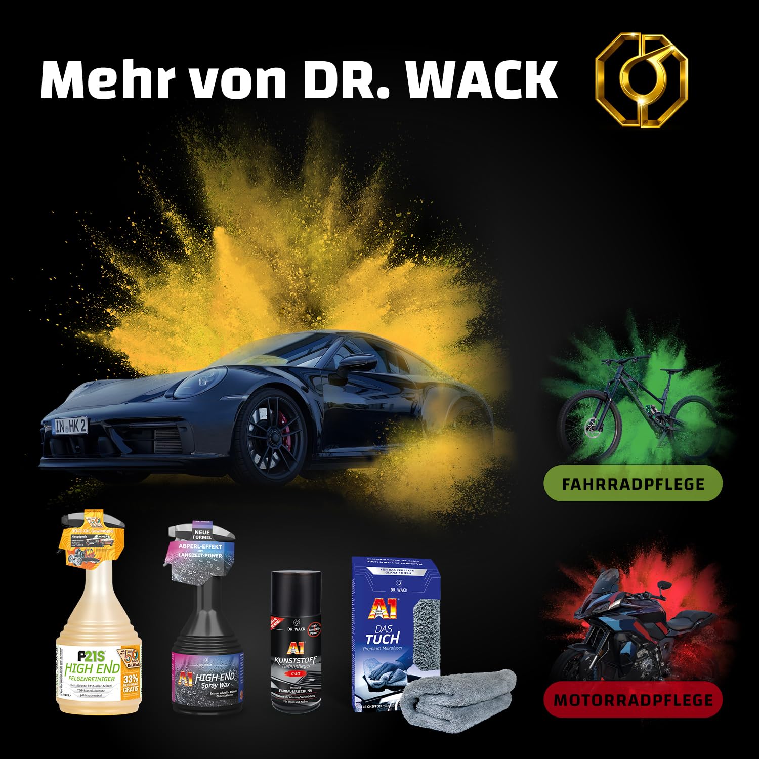 Dr. Wack – A1 All in ONE Care & Protect Autopflege 500 ml I Für alle Auto-Außenoberflächen I Schutz, Pflege & Versiegelung in 1 Schritt I Lackpflege, Felgenschutz, Reifenpflege & Regenabweiser 8