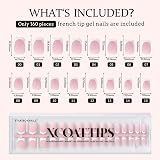 BTArtbox XCOATTIPS White French Tip Press On Nails S Square Pink view 7
