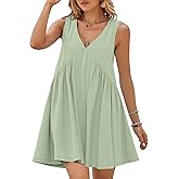 BerryGo Womens Summer Sleeveless Mini Dress Casual V Neck Beach Tank Babydoll Short Sundresses for Vacation Party 2025
