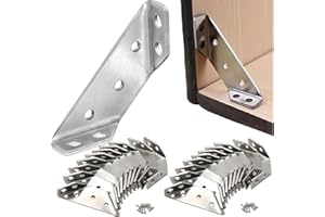 LOSJCCIE Universal Stainless Steel Furniture Corner Connector, Universal Furniture Corner Connector, Angle Fasten Connector Furniture Triangle Support Frame Corner Bracket for Shelf Cabinet Table Chair (10)