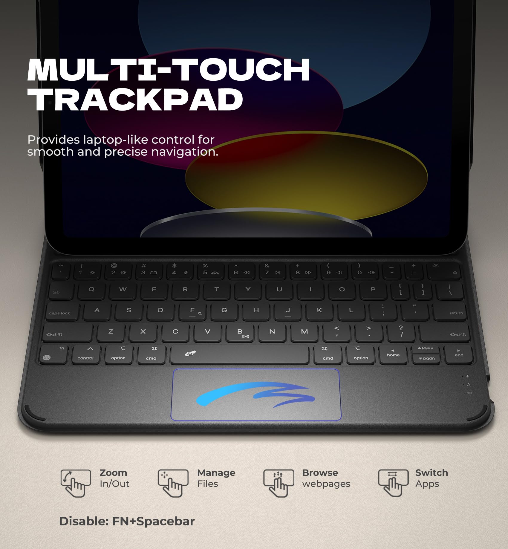 Dexnor for iPad (A16) 11th/10th Generation Case with Keyboard Ultra-Light Magnetic Detachable Folio Keyboard Cover Multi-Touch Trackpad Backlit for iPad 10th Gen 10.9