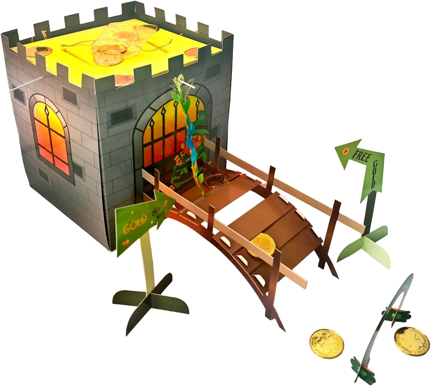 JJI St Patrick's Day Leprechaun Trap Kit St. Patricks Day Decorations Leprechaun Trap Crafts Kit for Kids St Patricks Day Party Supplies (CastleTrap)
