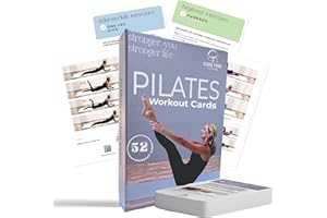 CORE TIME PILATES Pilates workout cards - for women's fitness - Detailed photos and video Instructions by Stott Pilates Certified instructor - 52 mat exercise cards - do Pilates at home -no equipment needed.