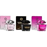 Versace Perfume for Women Set of 3 Mini, Bright Crystal, Crystal Noir, Bright Crystal Absolu, Perfume for Women Fragrance Sampler Set Designer Womens Samples (3 Count, 0.17 oz)