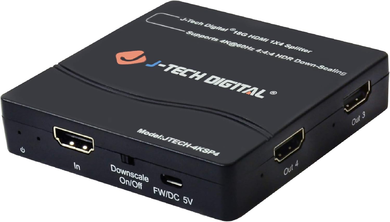 HDMI Splitter 4K 60Hz 1X4 Multi-Resolution Output (MRO) by J-Tech Digital HDMI 2.0 Splitter Supports downscale HDR HDR10 / Dolby Vision 4K@60Hz 4:4:4 HDCP2.3 2.2 (JTECH-4KSP4): Home Audio & Theater