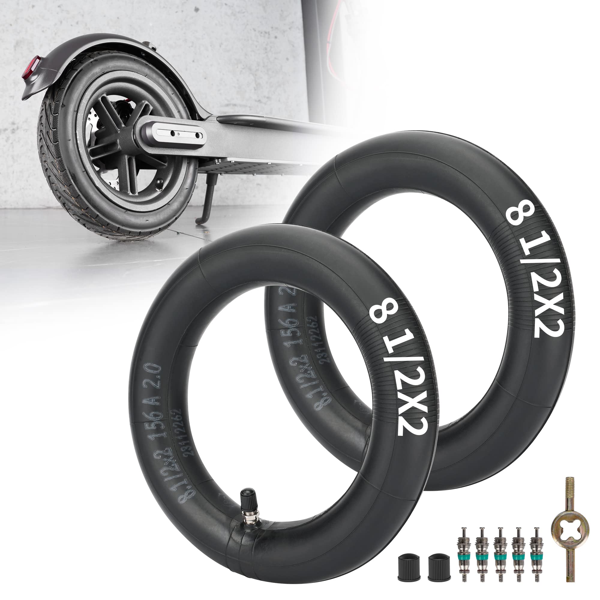 2-Pack 8.5 inch Inner Tube 2mm Thick Scooter Tube Universal 8 1/2 x2 Inflated Tube Replacement for Gotrax GXL Hiboy S2 Xiaomi M365 Pro Pro2 1S MI3 Lite and 8.5 Inch Electric Scooters