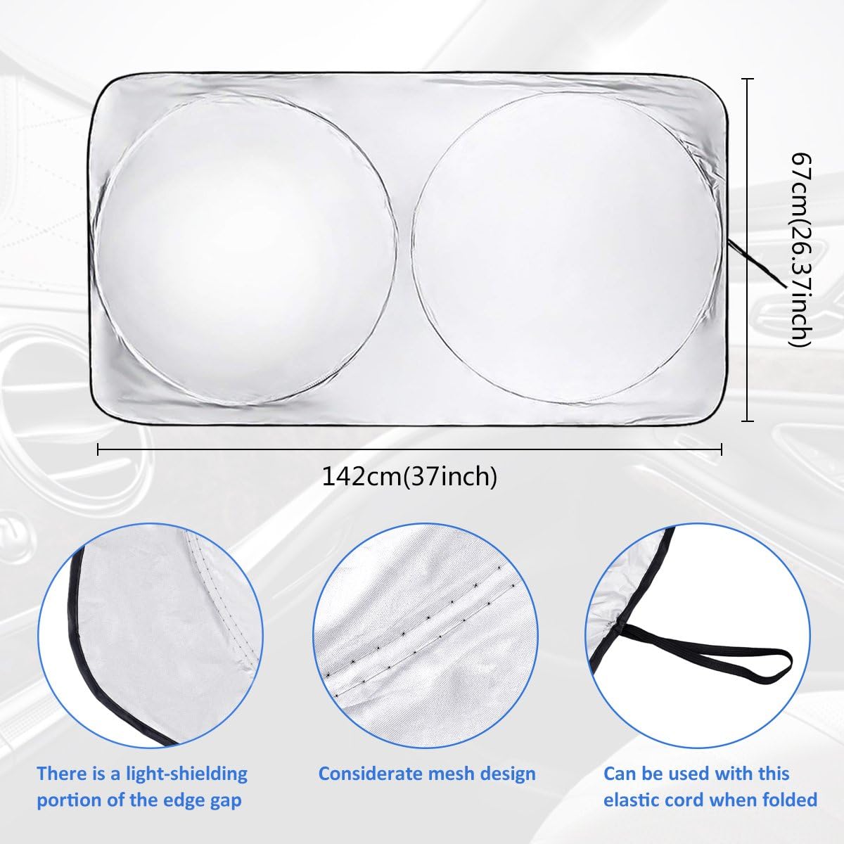 Amazon Smartlegend 5枚セット サンシェード 車用 遮光 142 67cm 畳み方 Suv車 普通車に適用 ガラス用 断熱 99 日よけ カーサンシェード 紫外線対策 遮熱 Uvカット 日差し ガード 折り畳み メッシュデザイン 収納バッグ付き 簡単着脱 シルバー ブラック 車 バイク