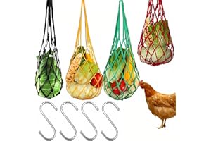 Hanging Chicken Feeder – Poultry Fruit Holder & Vegetable Mesh Bag for Chickens, Ducks, Hens & Large Birds – Automatic Feeder