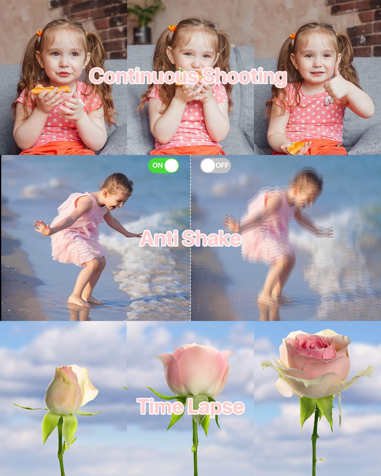 Digital Camera, FHD 1080P Kids Camera with 32GB Card, 44MP Point and Shoot Camera 16X Zoom Anti Shake, Compact Small Digital Cameras Gift for Kids Teens Students Boys Girls Beginners